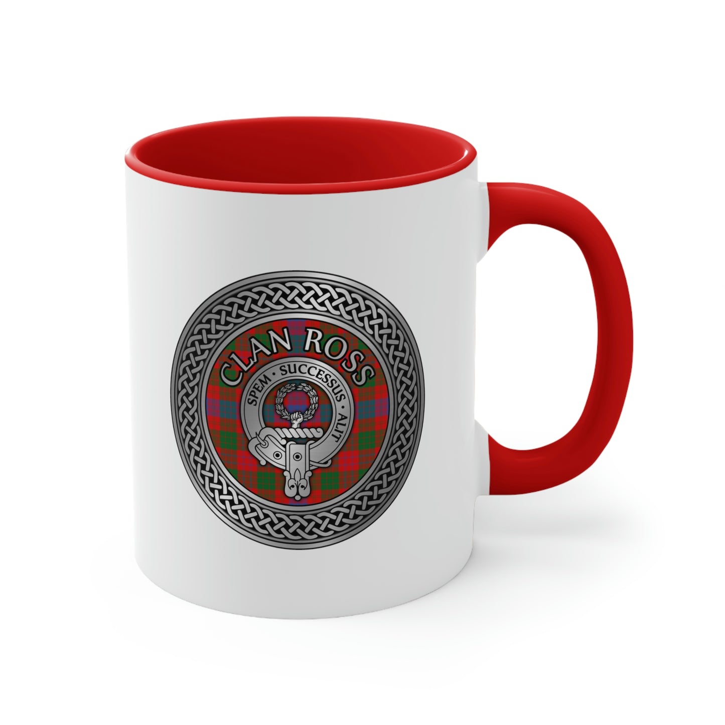 Clan Ross Crest & Tartan Accent Coffee Mug, 11oz