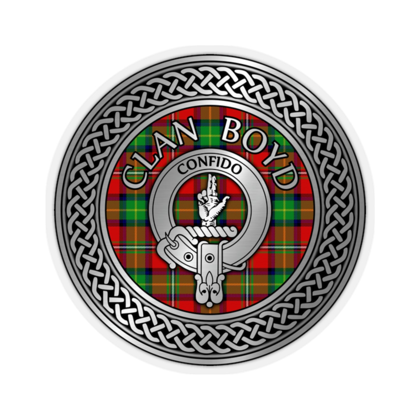 Clan Boyd Crest & Tartan Knot Kiss-Cut Stickers