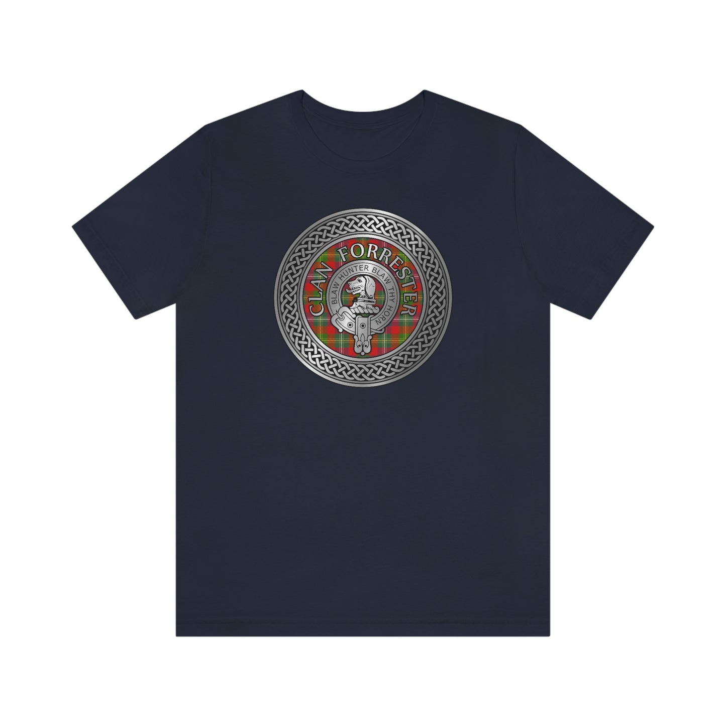 Clan Forrester Tartan & Crest in Celtic Knot T-Shirt