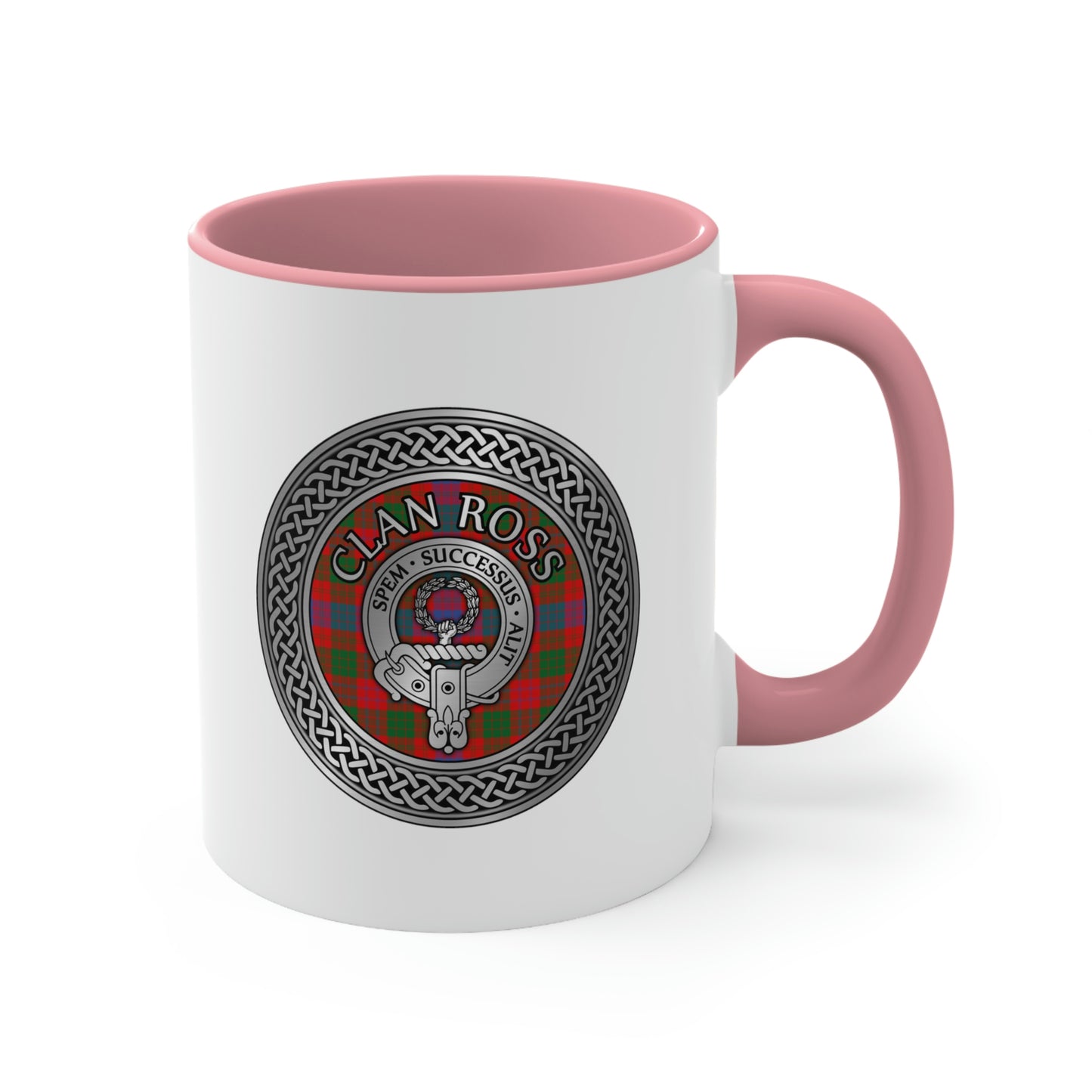 Clan Ross Crest & Tartan Accent Coffee Mug, 11oz