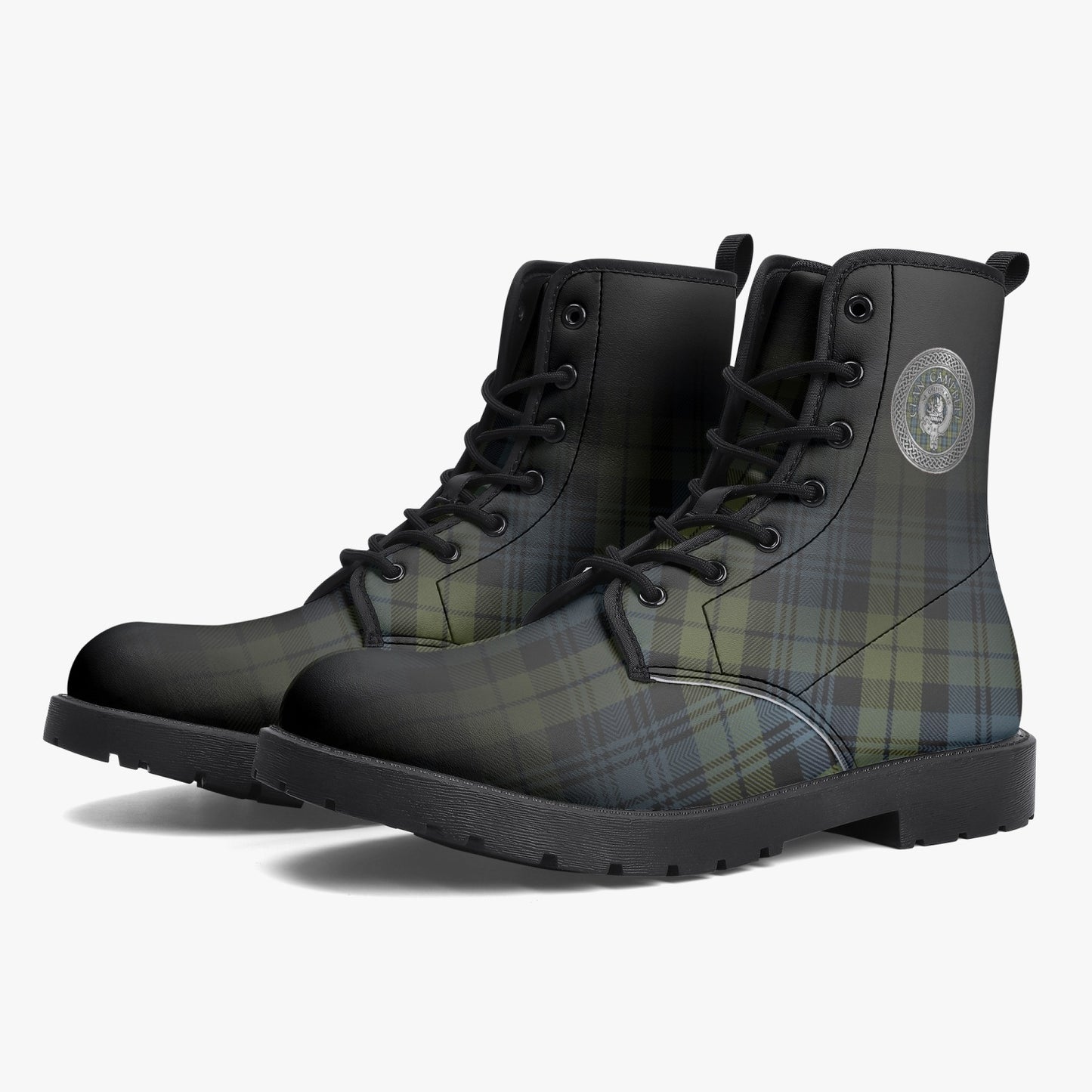 Clan Campbell Crest & Tartan Leather Boots