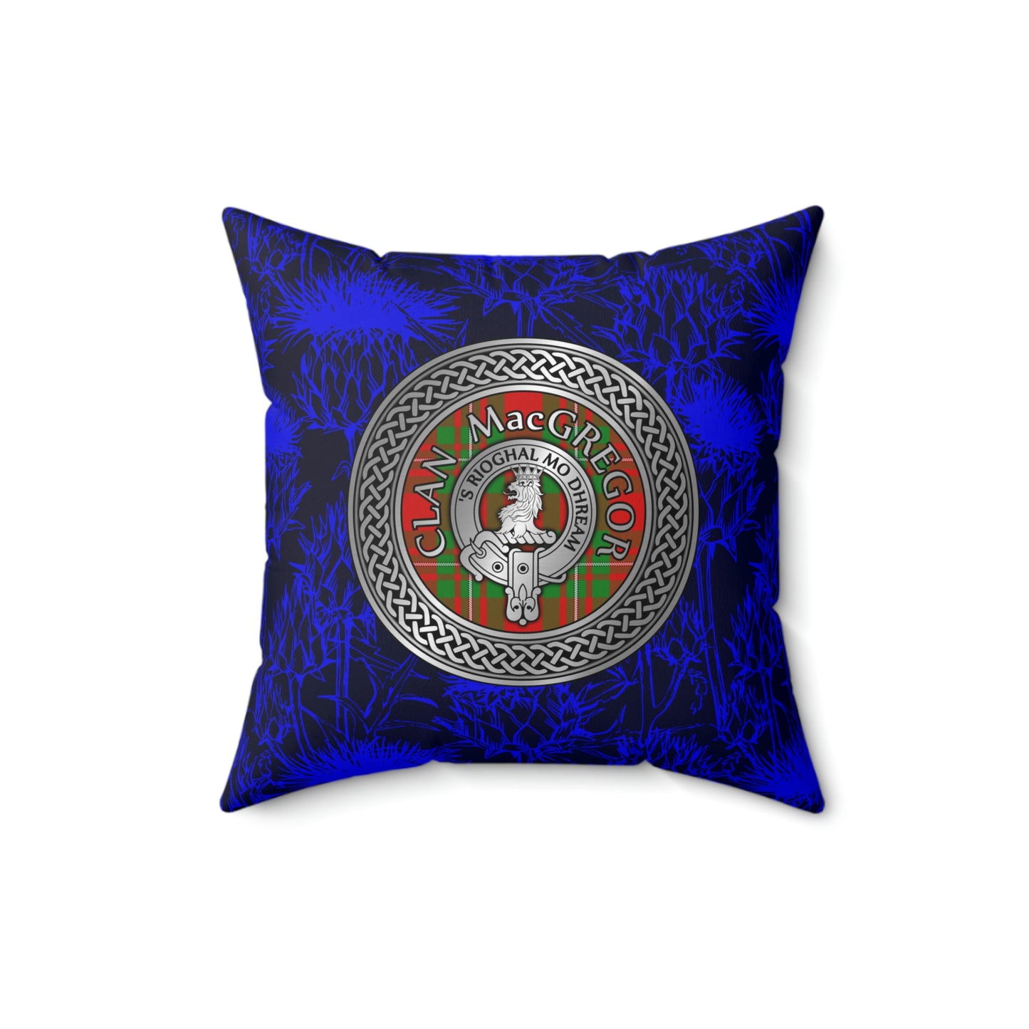 Clan MacGregor Crest & Tartan Knot Spun Polyester Square Pillow