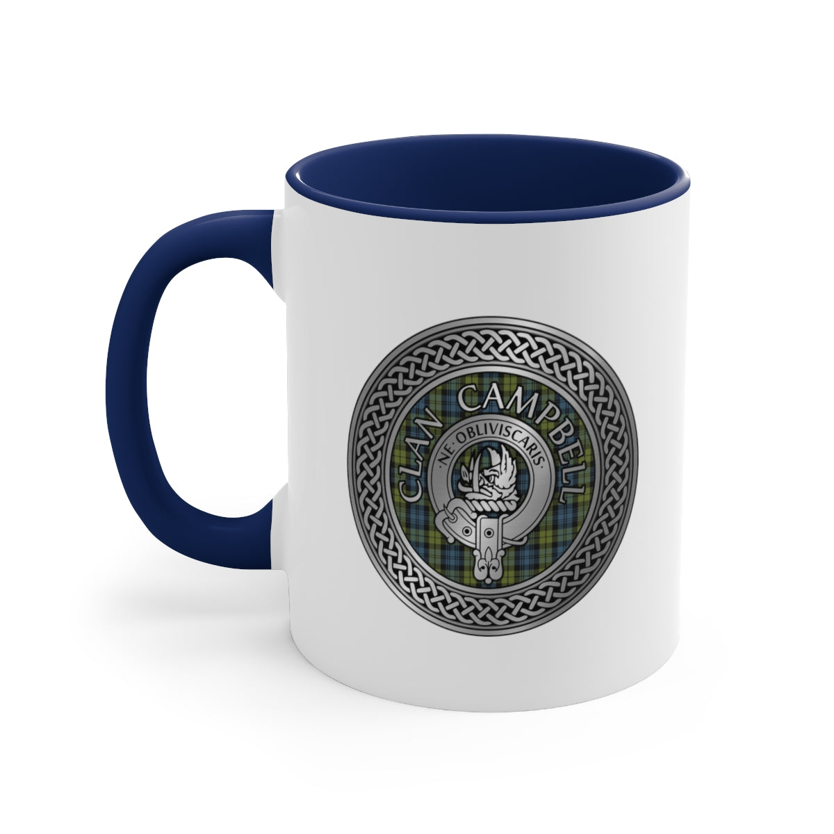 Clan Campbell Crest & Tartan Accent Coffee Mug, 11oz