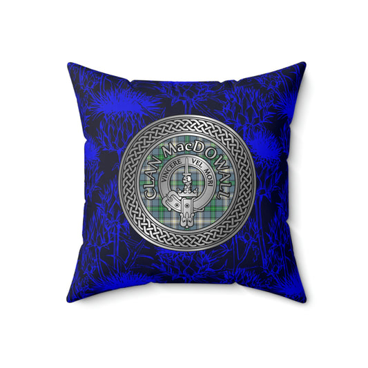 Clan MacDowall Crest & Tartan Knot Spun Polyester Square Pillow