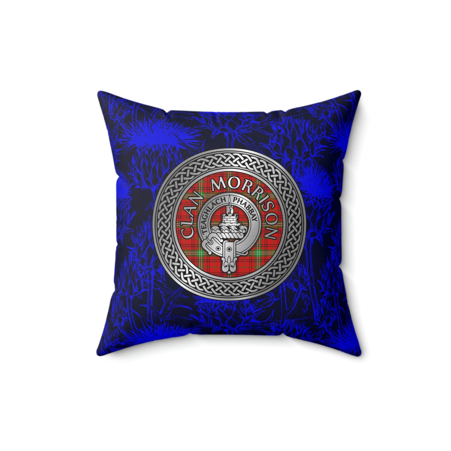 Clan Morrison Crest & Tartan Knot Spun Polyester Square Pillow