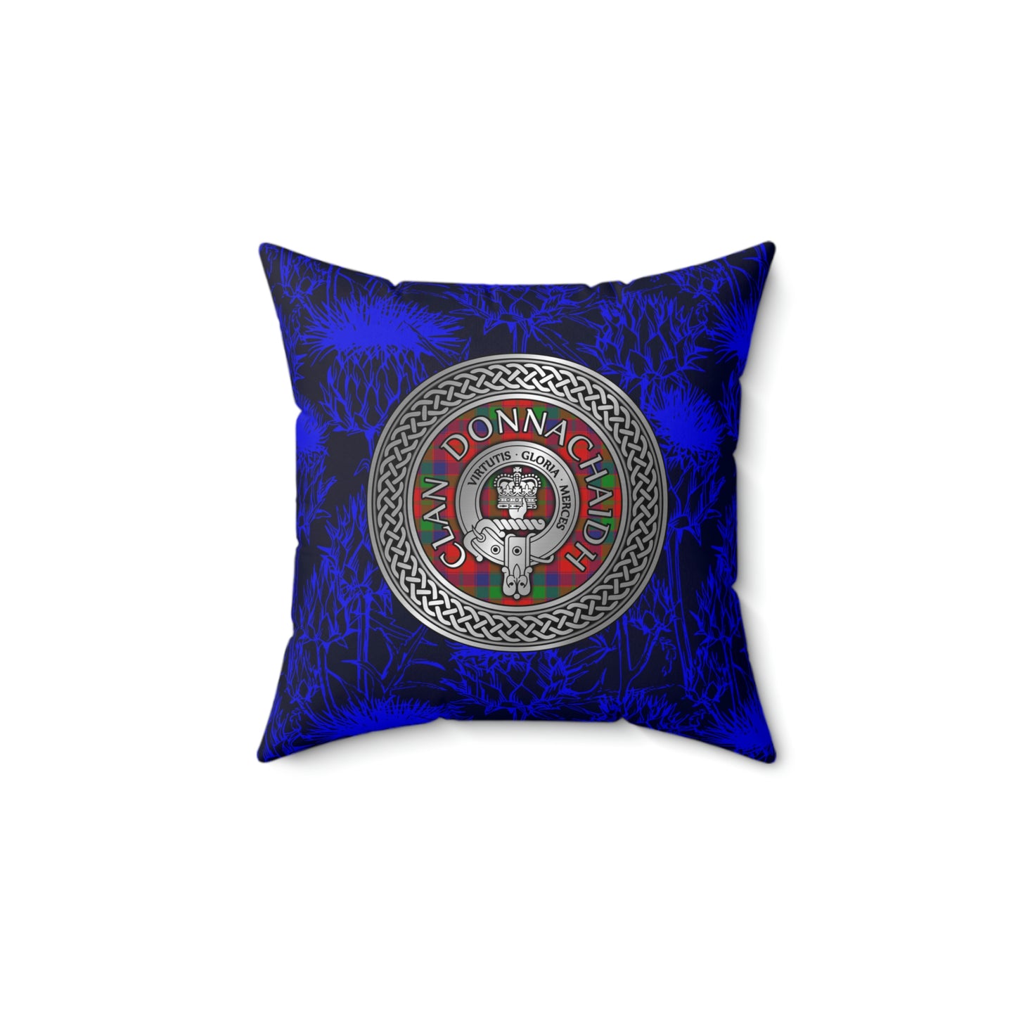 Clan Donnachaidh Crest & Tartan Knot Spun Polyester Square Pillow