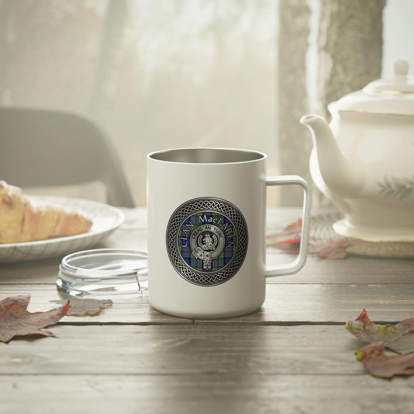 Clan MacLaren Crest & Tartan Insulated Coffee Mug, 10oz