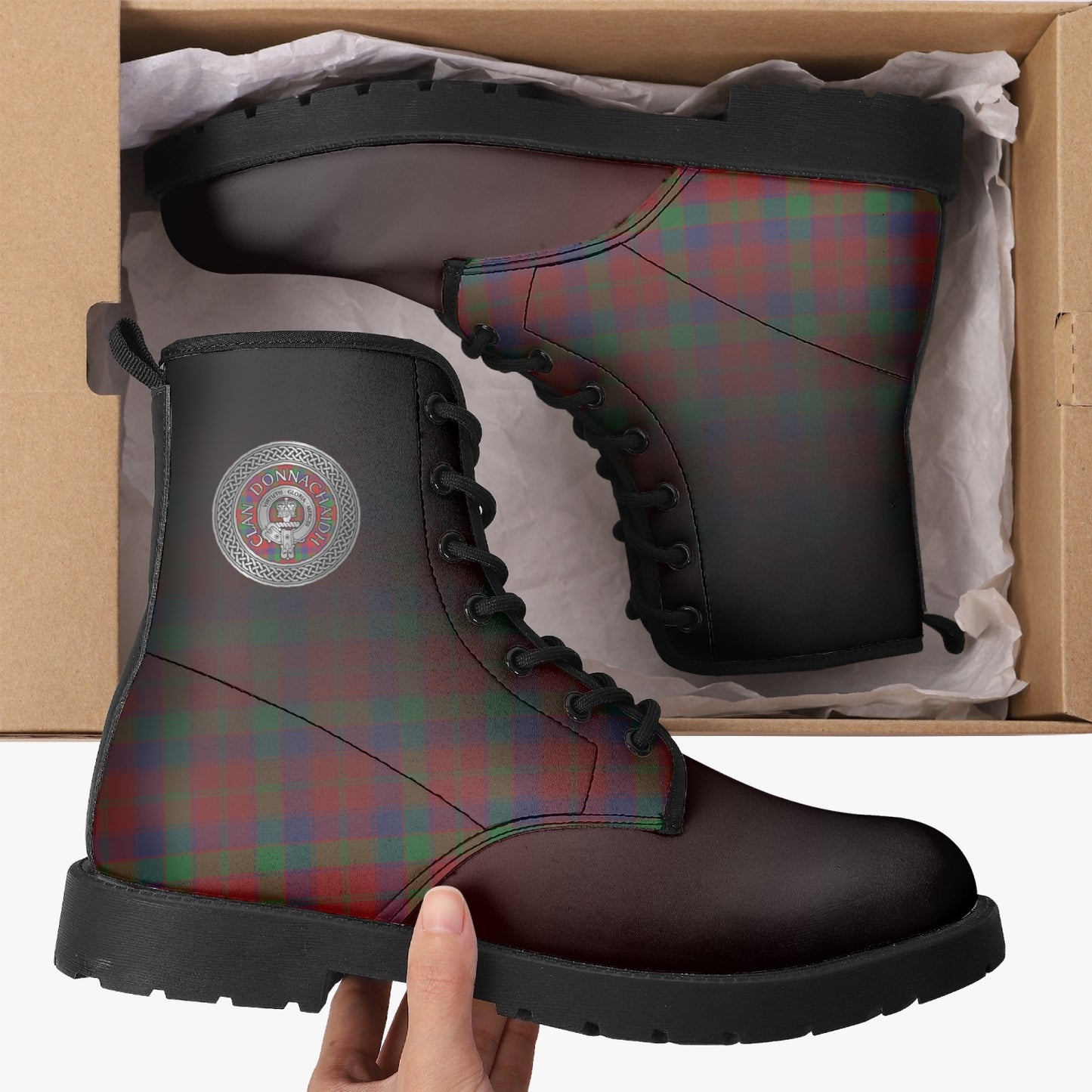 Clan Donnachaidh Crest & Tartan Leather Boots