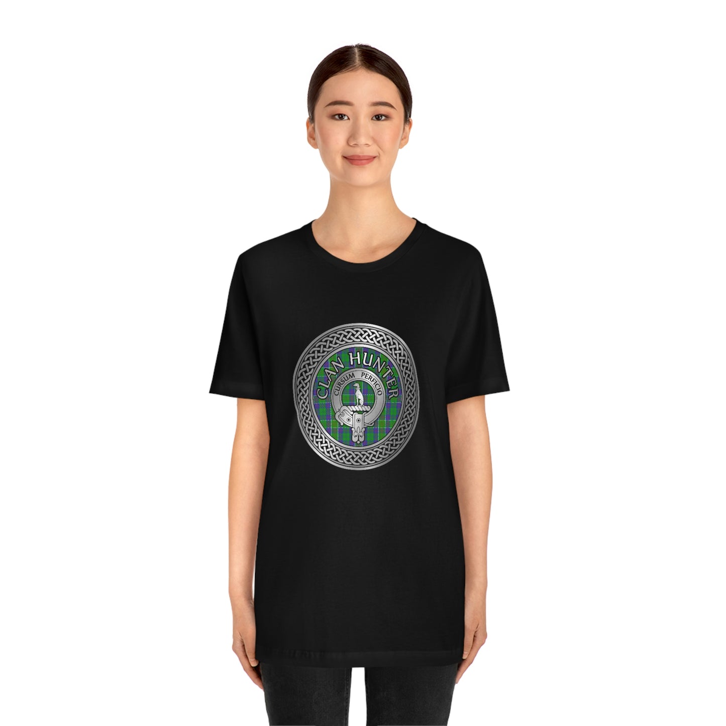 Clan Hunter Crest & Tartan Knot T-Shirt