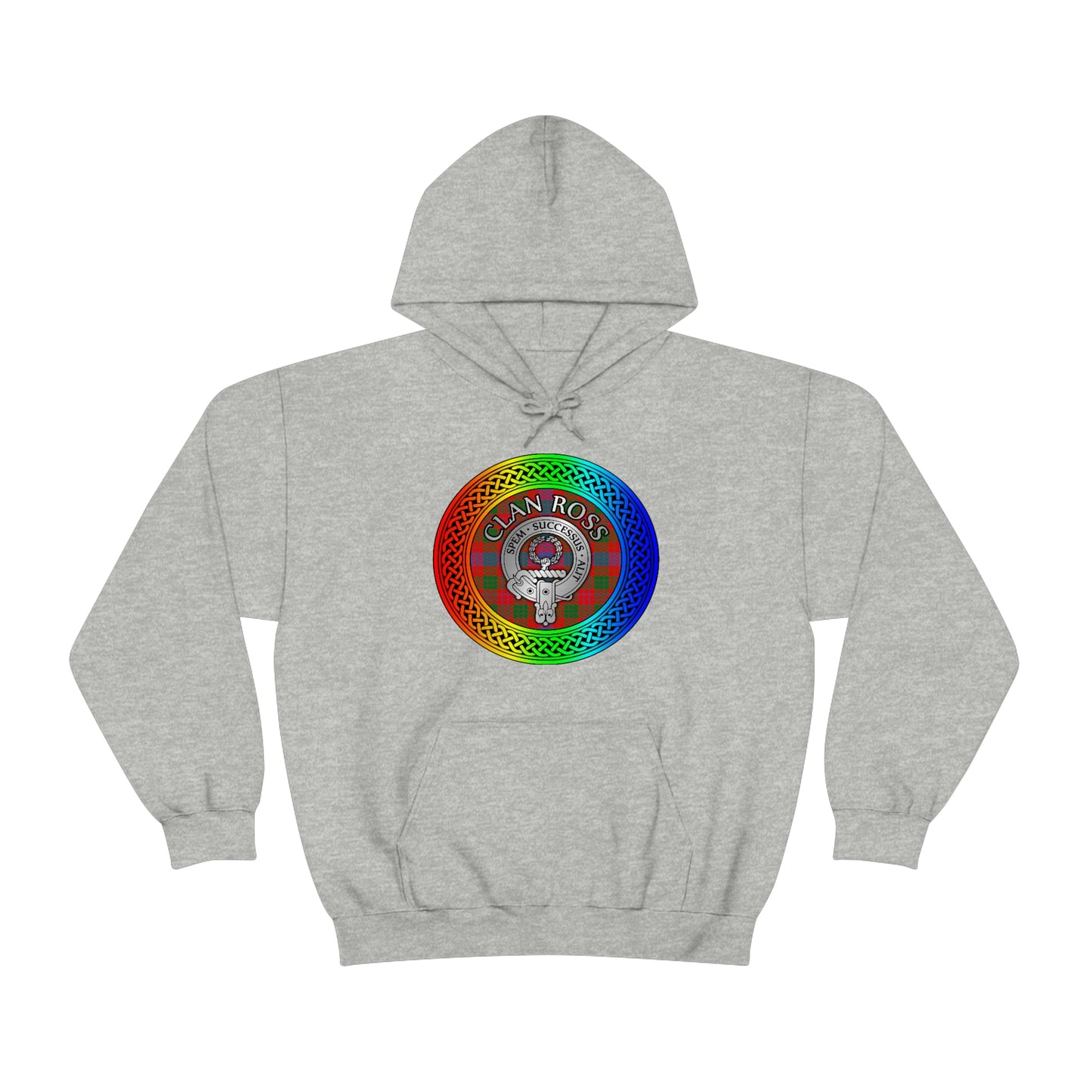 Clan Ross Crest & Tartan Rainbow Knot Unisex Heavy Blend™ Hooded Sweatshirt