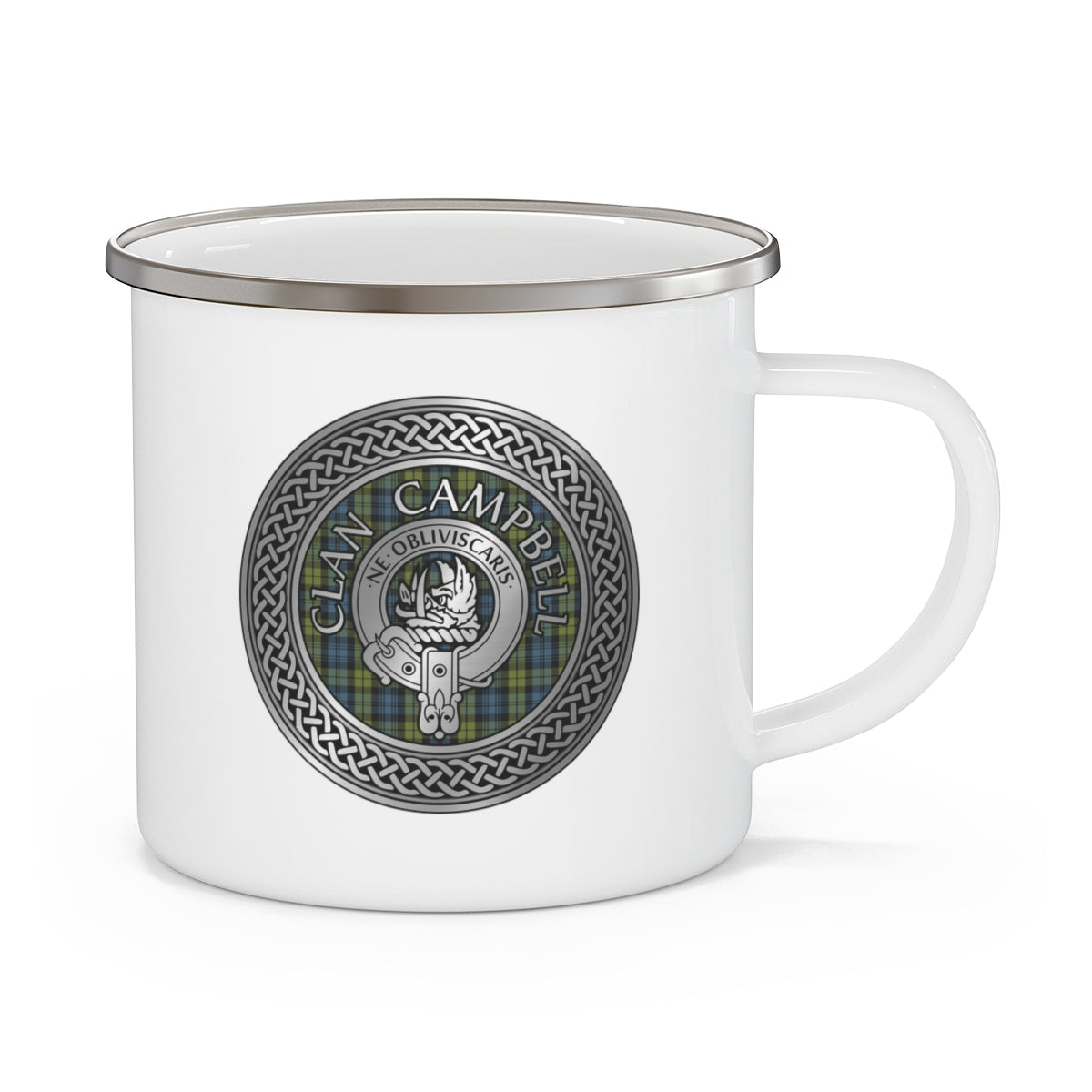 Clan Campbell Crest & Tartan Enamel Camping Mug