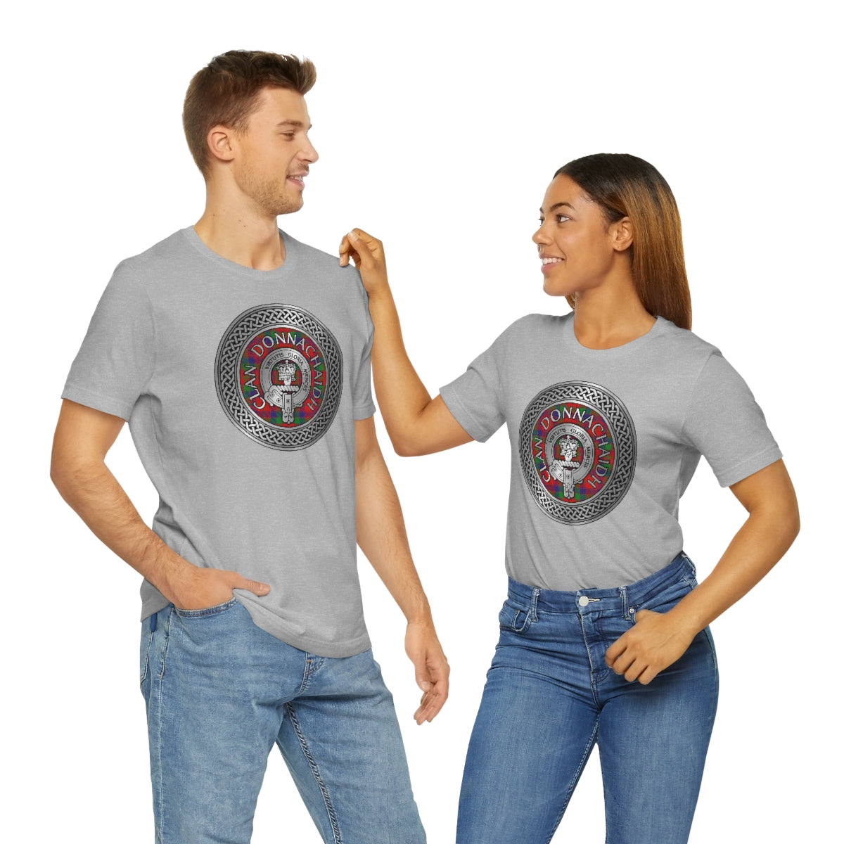 Clan Donnachaidh (Robertson) Crest & Tartan in Celtic Knot T-Shirt