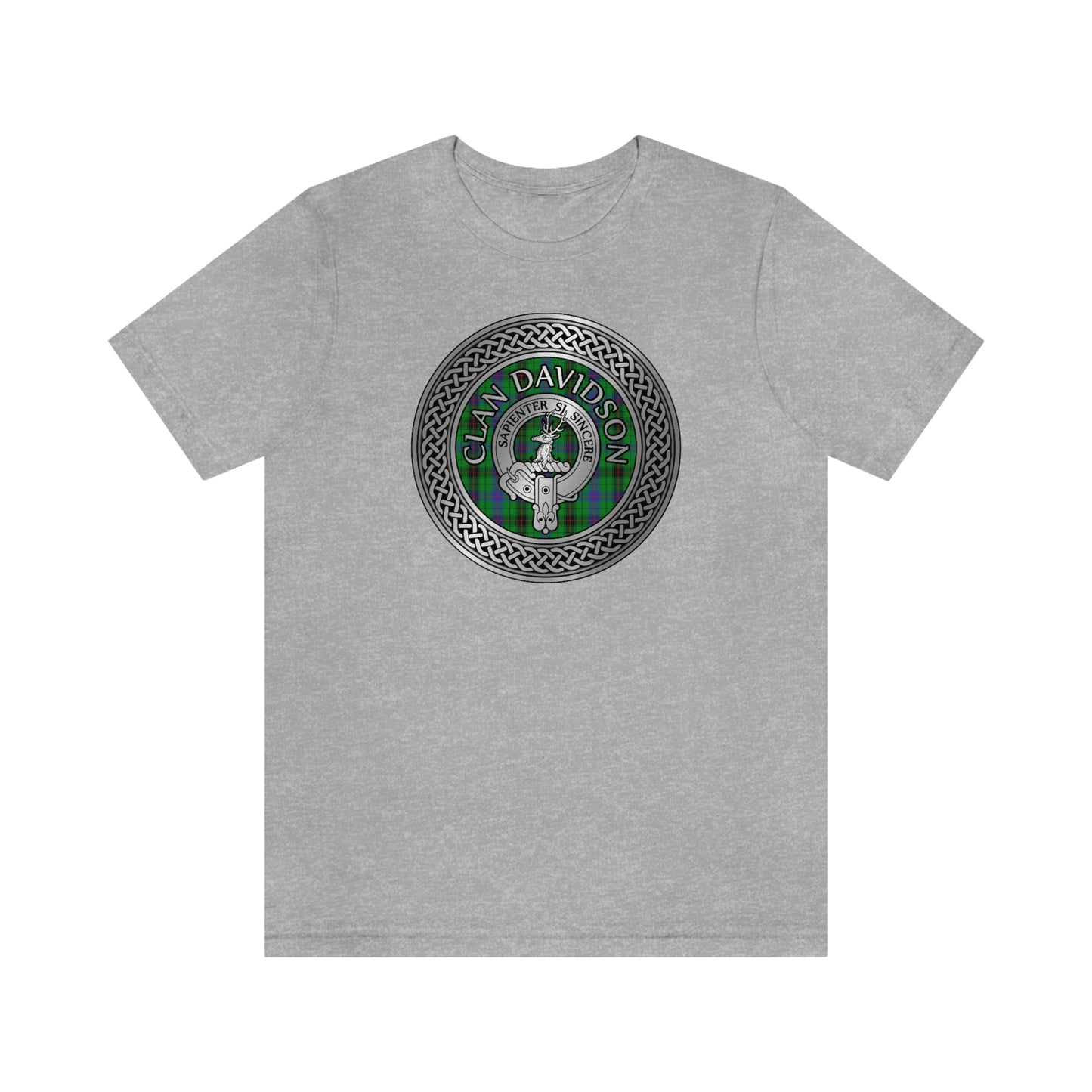 Clan Davidson Tartan & Crest in Celtic Knot T-Shirt