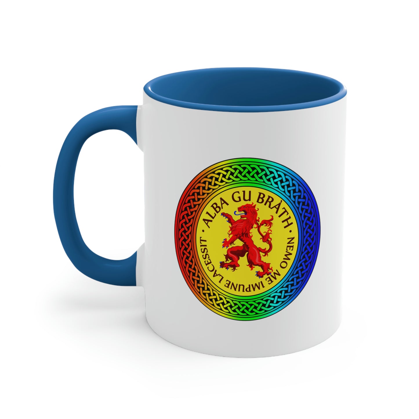 Alba Gu Brath Lion Rampant Rainbow Knot Accent Coffee Mug, 11oz