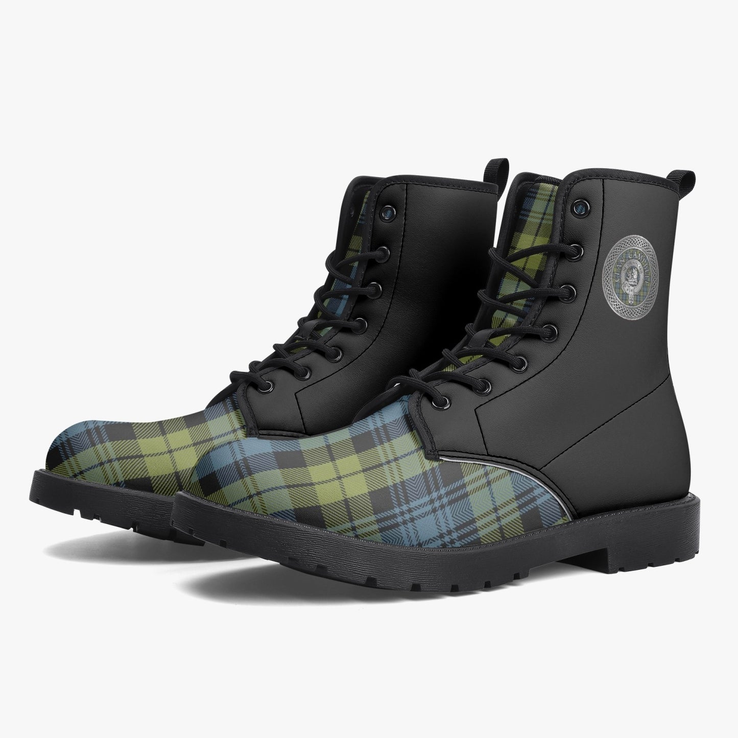 Clan Campbell Crest & Tartan Leather Boots