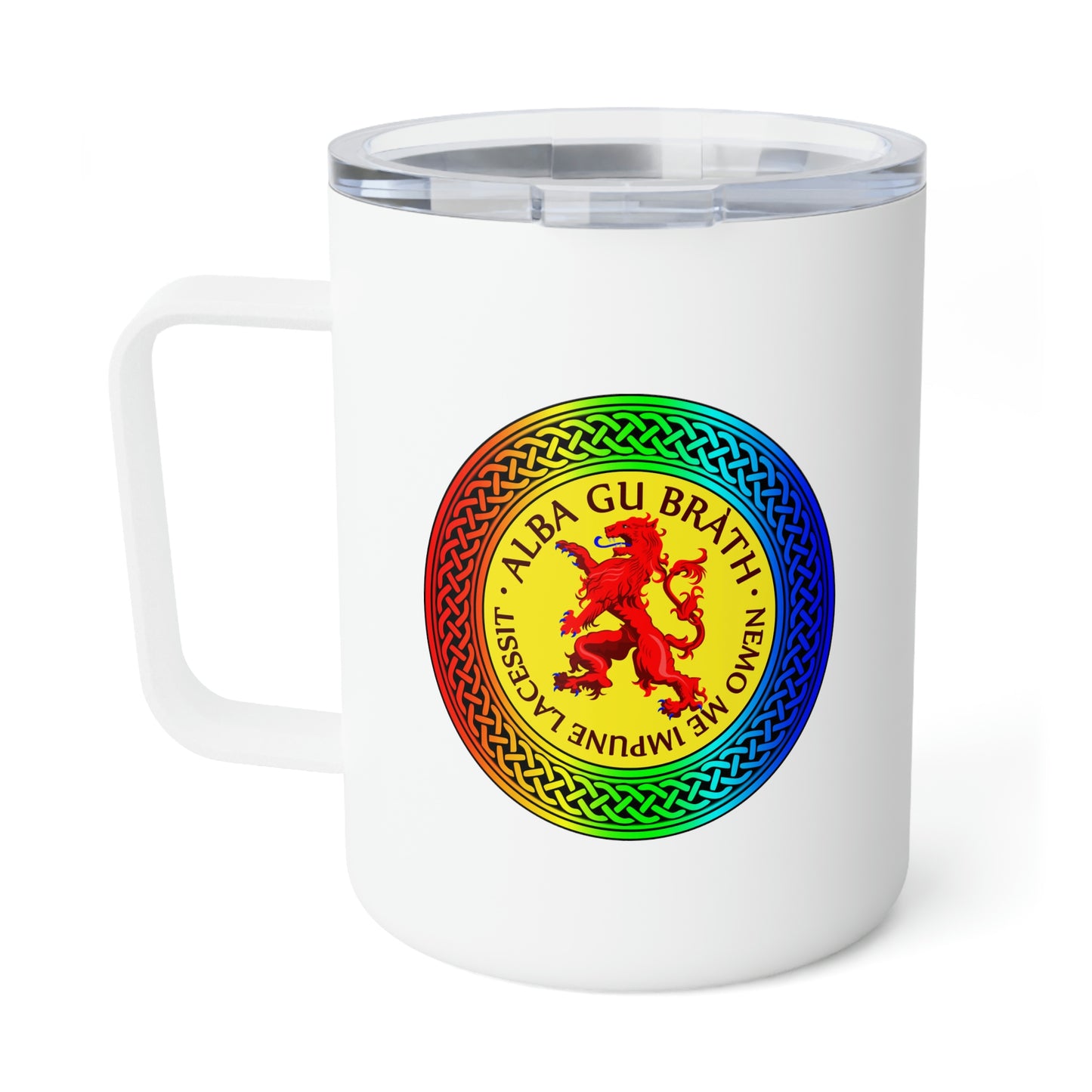 Alba Gu Brath Lion Rampant Rainbow Knot Insulated Coffee Mug, 10oz