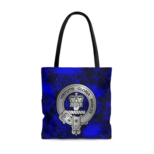 Clan Donnachaidh Crest on Scottish Thistle AOP Tote Bag