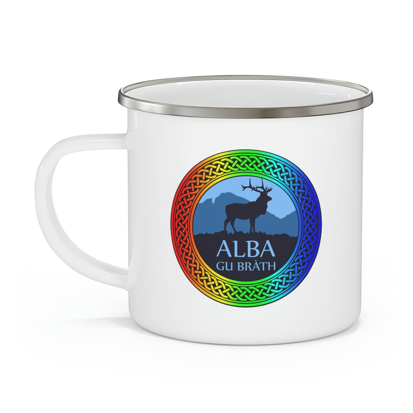 Alba Gu Brath Rainbow Knot Enamel Camping Mug