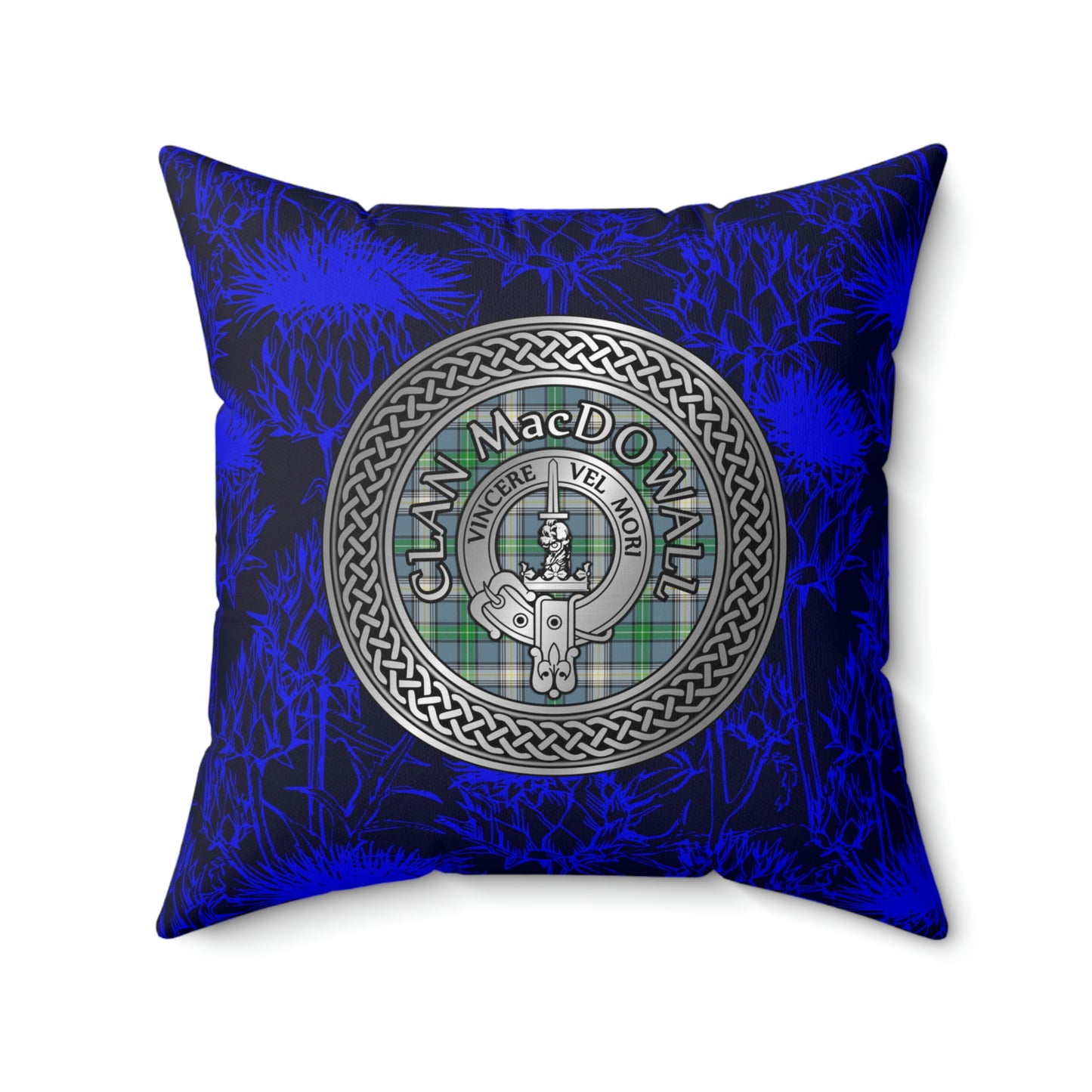 Clan MacDowall Crest & Tartan Knot Spun Polyester Square Pillow