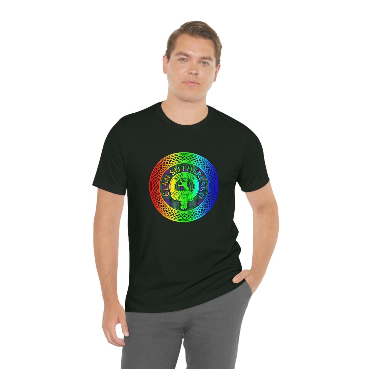 Clan Sutherland Rainbow Crest & Tartan Knot T-Shirt