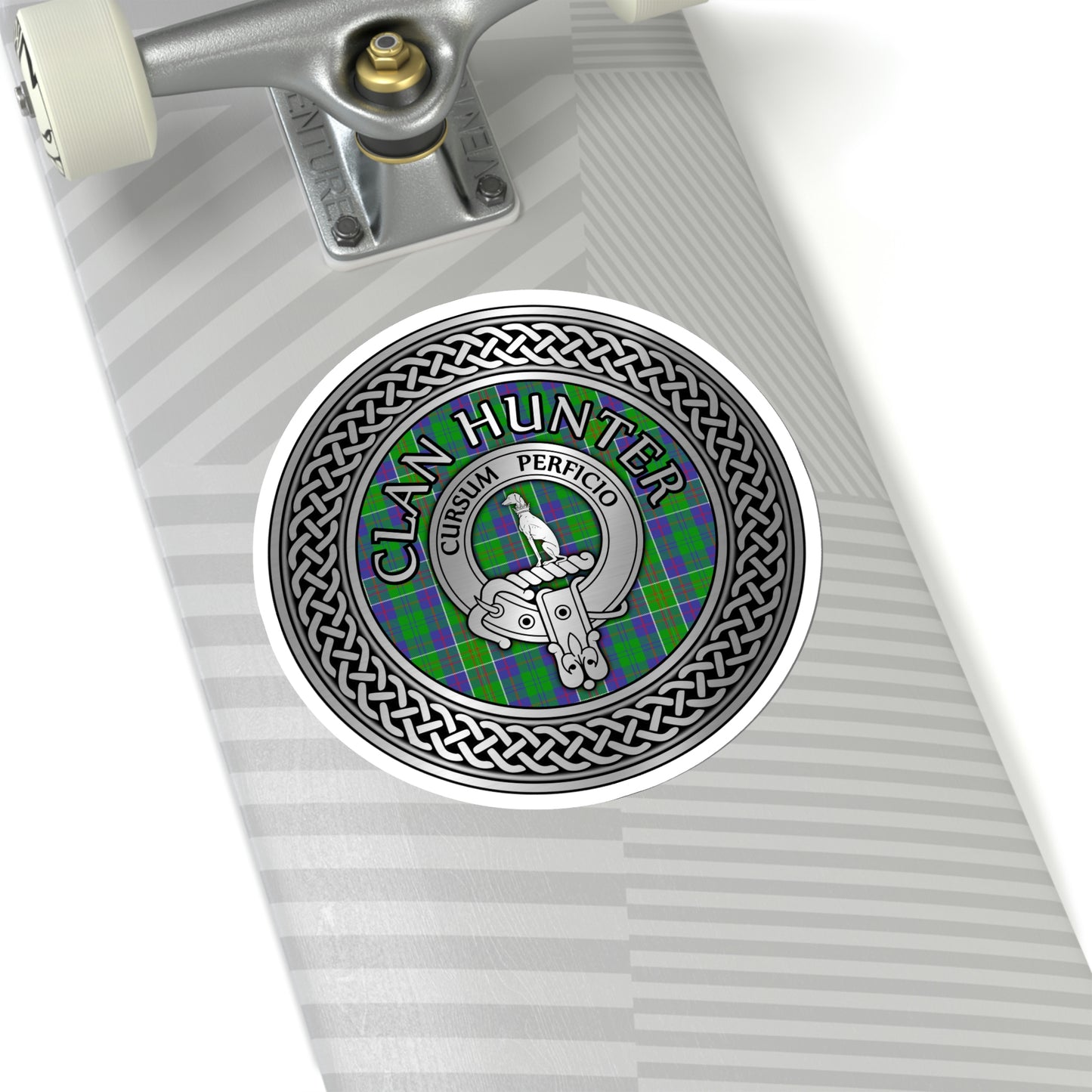 Clan Hunter Crest & Tartan Knot Kiss-Cut Stickers