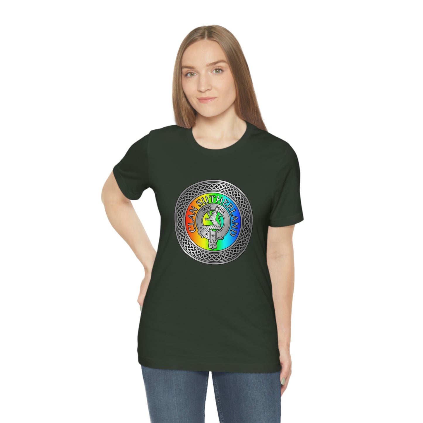 Clan Sutherland Crest & Rainbow Knot T-Shirt