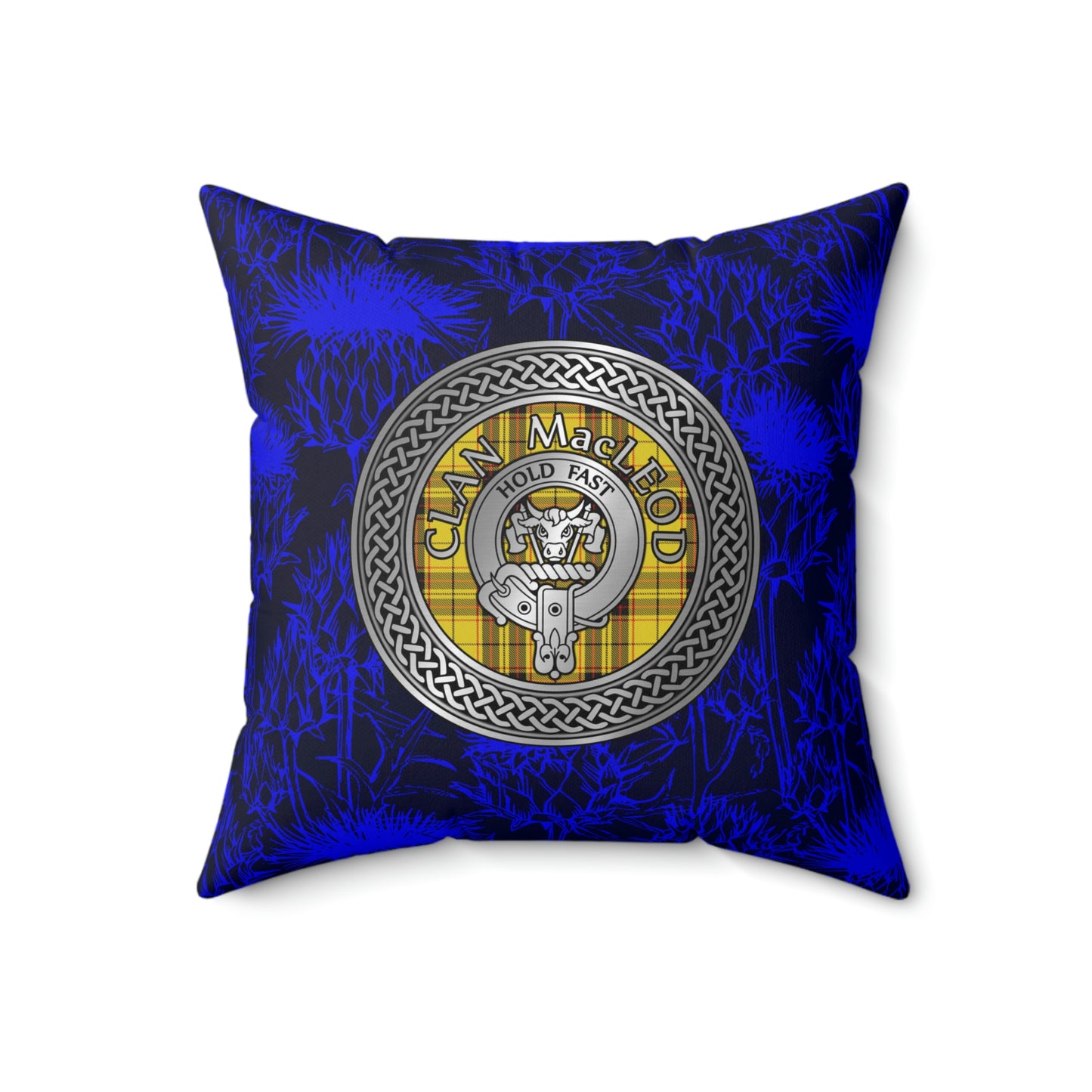 Clan MacLeod Crest & Tartan Knot Spun Polyester Square Pillow