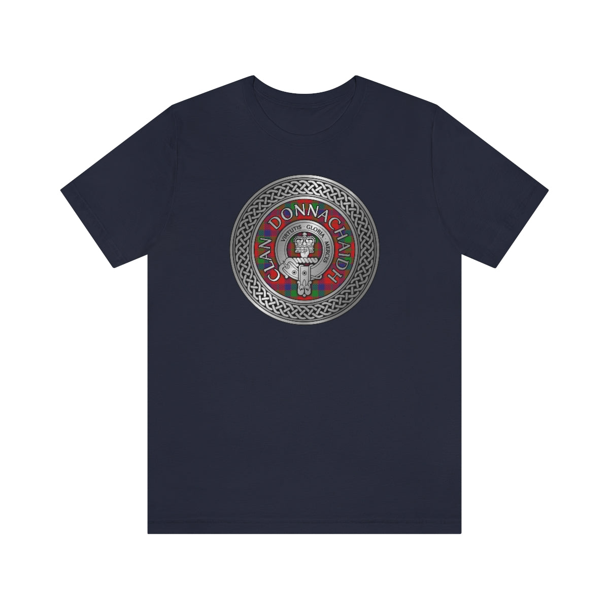 Clan Donnachaidh (Robertson) Crest & Tartan in Celtic Knot T-Shirt