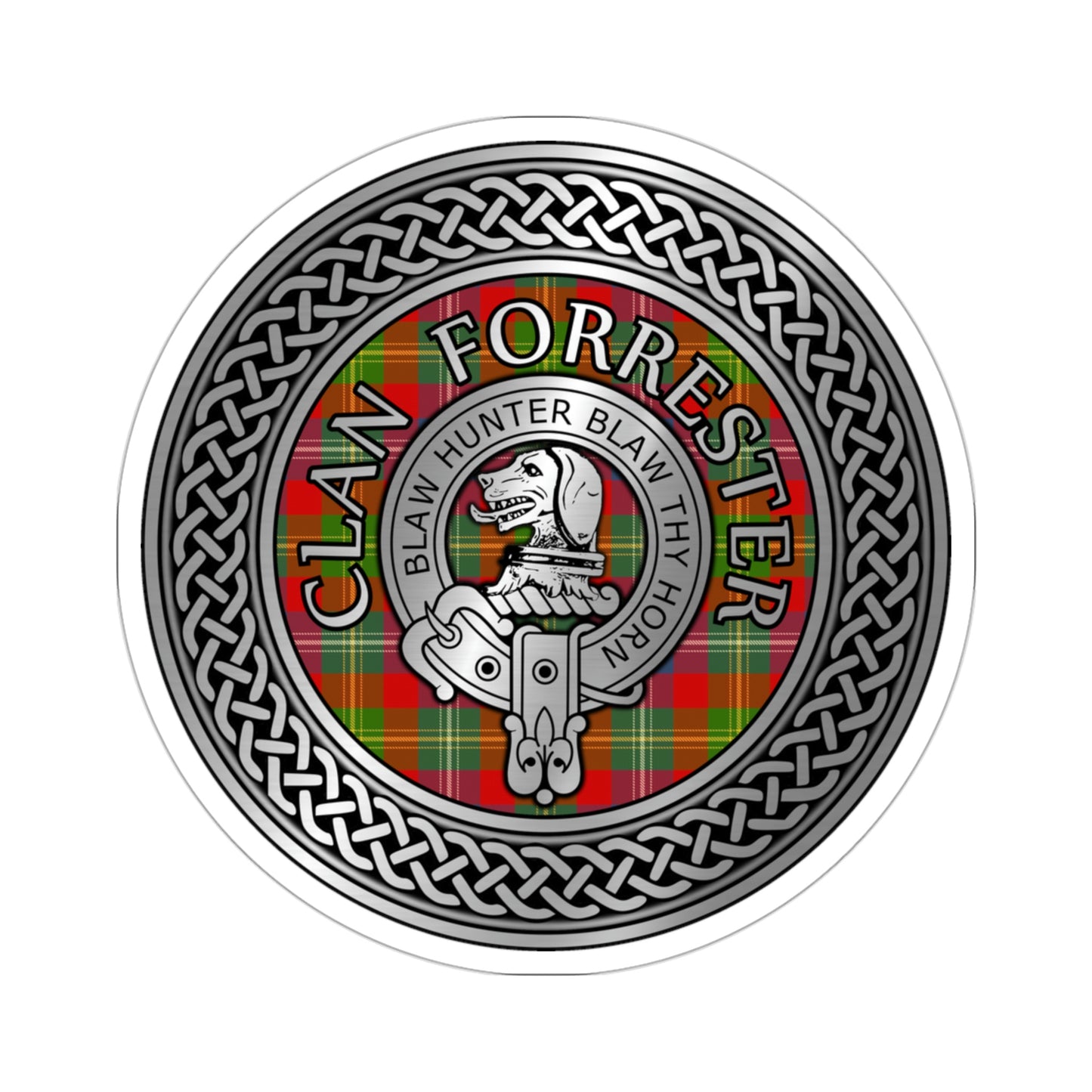 Clan Forrester Crest & Tartan Knot Kiss-Cut Stickers