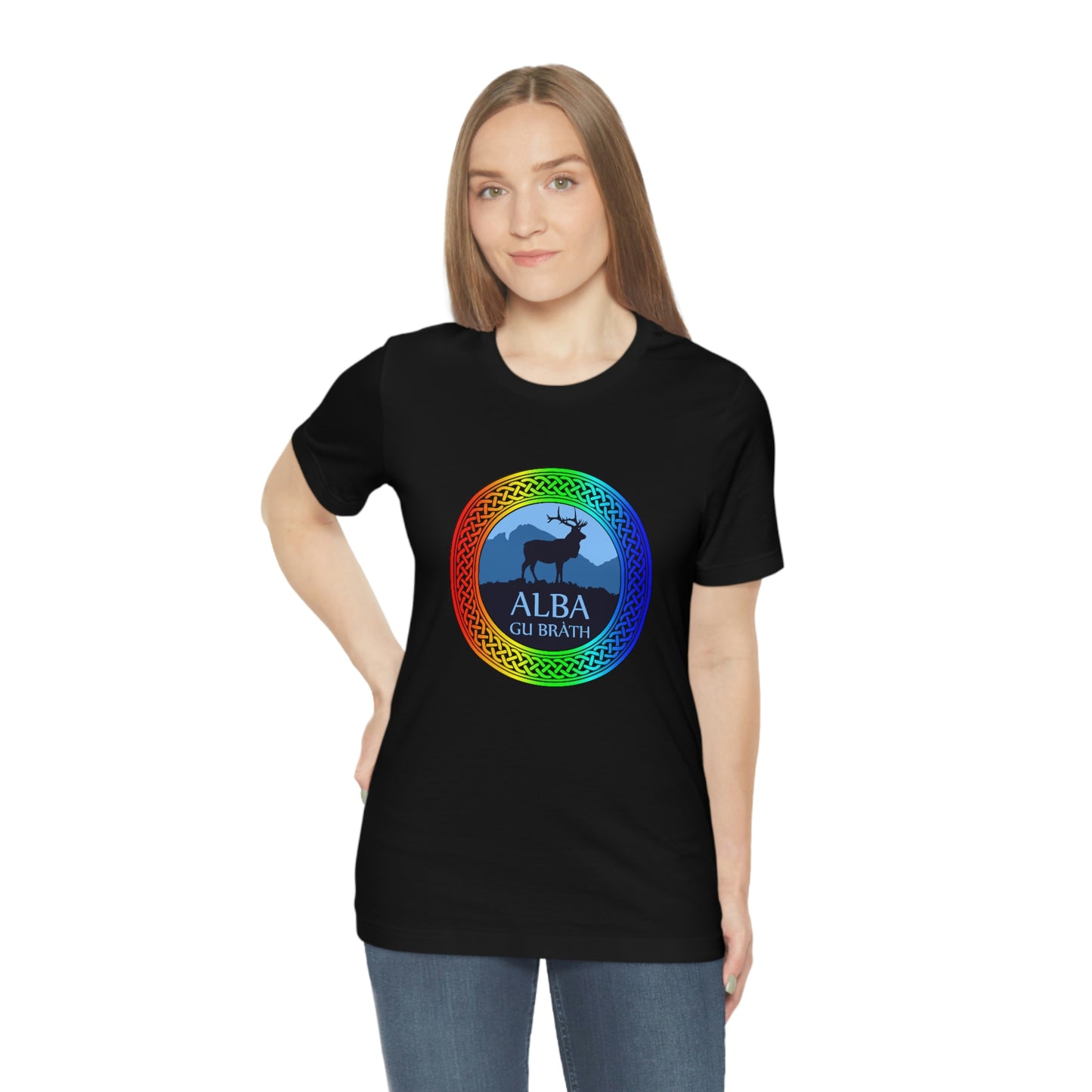 Alba Gu Brath Stag & Rainbow Knot T-Shirt