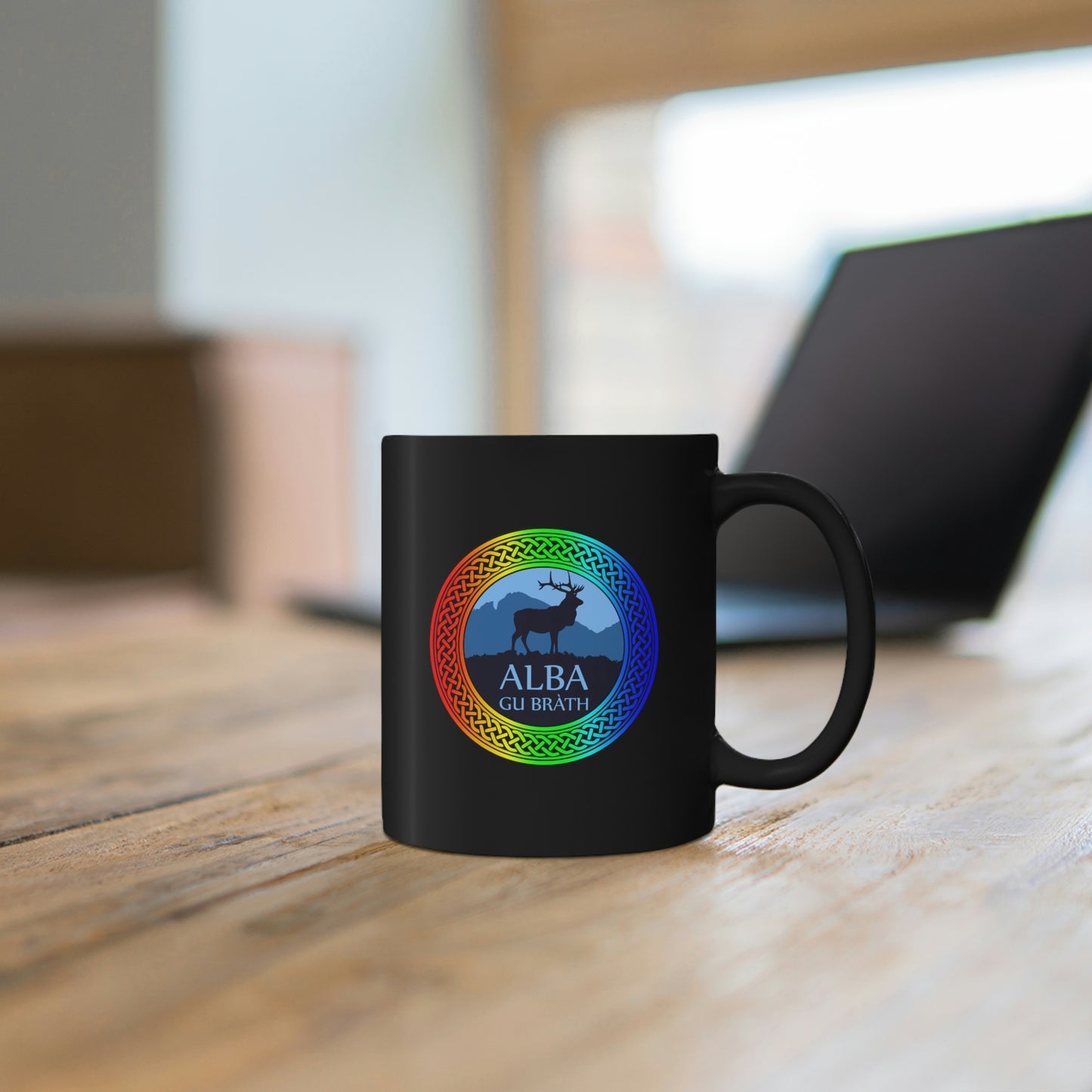 Alba Gu Brath Rainbow Knot 11oz Black Mug