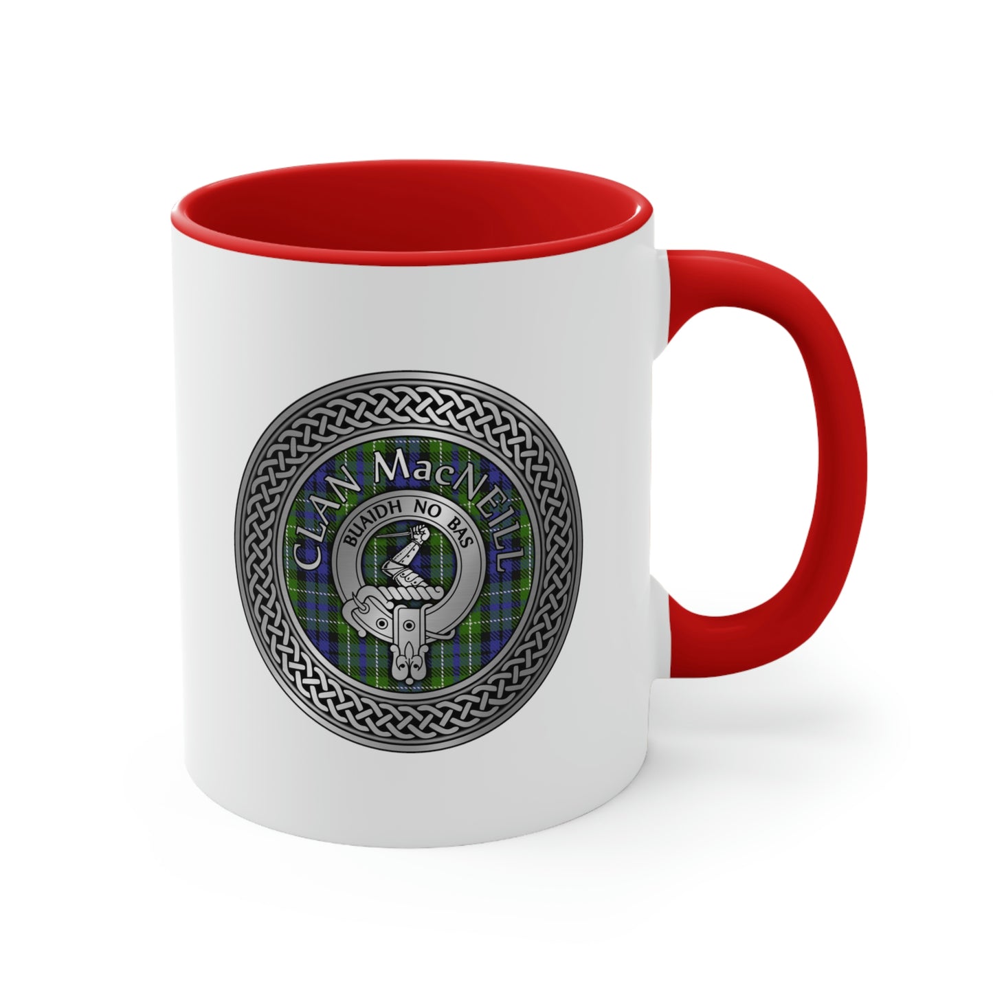 Clan MacNeill of Gigha Crest & Tartan Accent Coffee Mug, 11oz