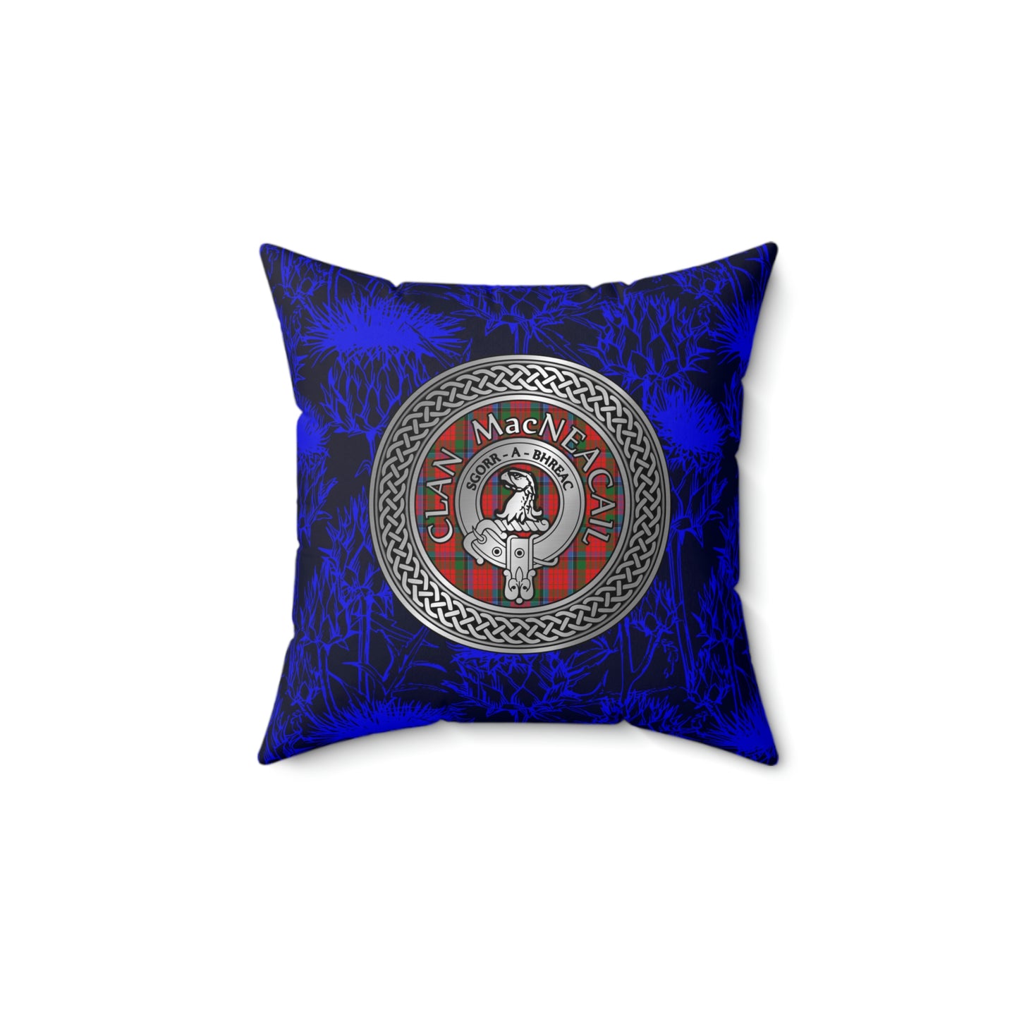 Clan MacNicol Crest & Tartan Knot Spun Polyester Square Pillow