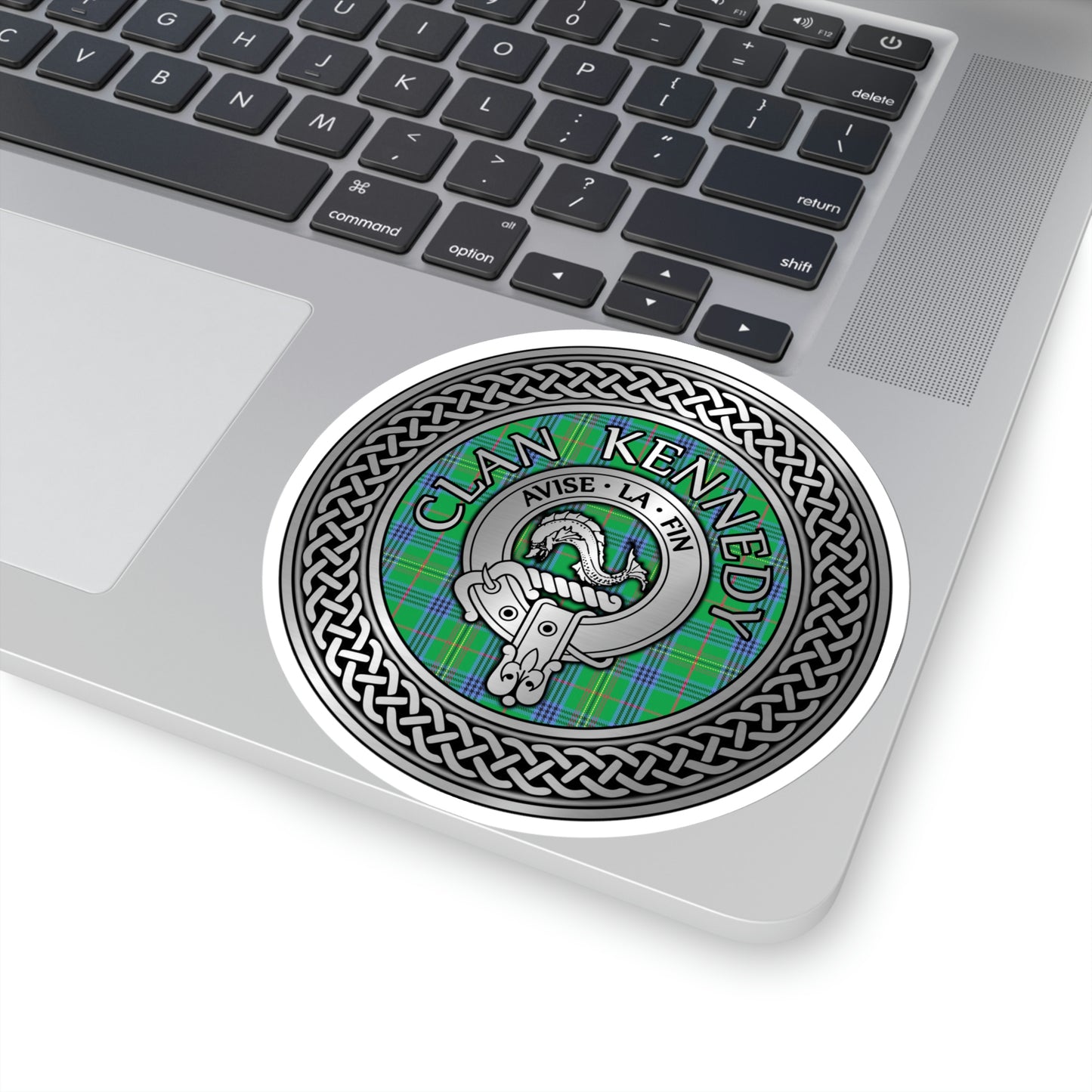 Clan Kennedy Crest & Tartan Knot Kiss-Cut Stickers